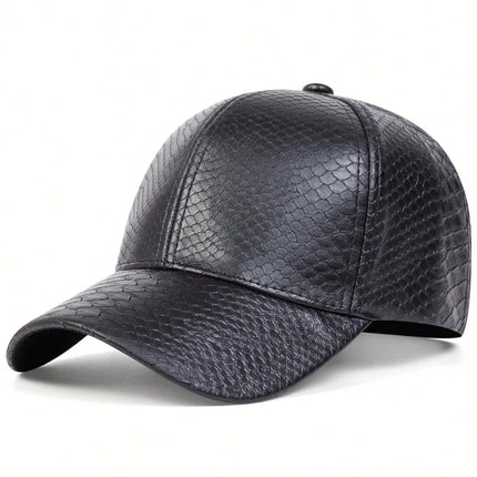 PU leather baseball cap, spring and autumn styles, men's and women's sun shading duckbill cap, solid color, simple daily leisure