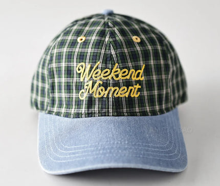 Color Matching Plaid Letter Embroidery Denim Brim Baseball Cap Men Women Same Style Niche Personality Casual Baseball Cap
