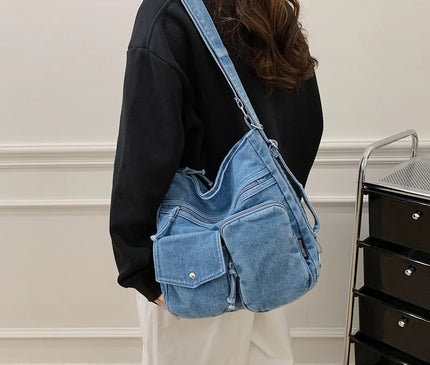 New Fashion Casual Women's Shoulder Bag High Quality Crossbody Bag Denim Fabric Tote Bag Large Capacity Women's Handbags