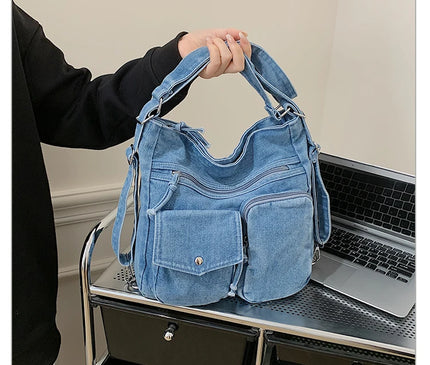 New Fashion Casual Women's Shoulder Bag High Quality Crossbody Bag Denim Fabric Tote Bag Large Capacity Women's Handbags