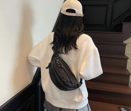 New Denim Shoulder Chest Bag for Women Sporty Casual Style Simple Fashionable Waist Bags Mobile Phone Crossbody Bag for Men