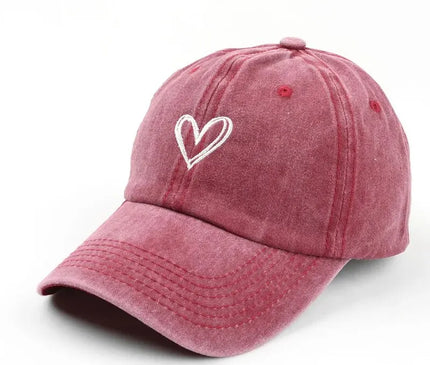 SpringSummerHat Denim Baseball Hat Female Embroidered Peach Heart Wash Casual Korean Version Thin Couple Soft Top Duck Hat Male