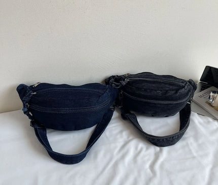 New Denim Shoulder Chest Bag for Women Sporty Casual Style Simple Fashionable Waist Bags Mobile Phone Crossbody Bag for Men