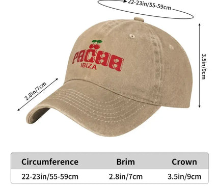 Preppy Cherry PACHA IBIZA Baseball Cap Unisex Washed Cotton Denim Hats Outdoor Travel Sun Protecter Cap Snapback Hat  All Season