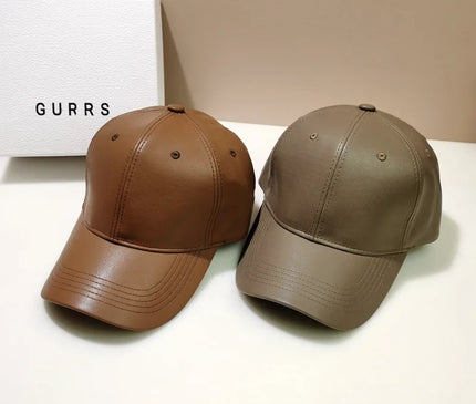 PU baseball cap Washed Plain Baseball Cap Retro Adjustable Dad Hats Gift for Men/Women