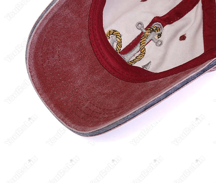 Korean Style Trendy Embroidered Anchor Denim Baseball Cap, Outdoor Travel Sun Hat
