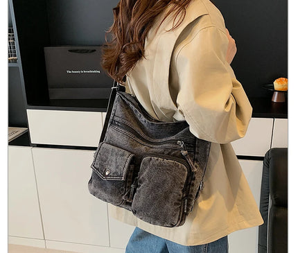 New Fashion Casual Women's Shoulder Bag High Quality Crossbody Bag Denim Fabric Tote Bag Large Capacity Women's Handbags