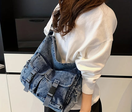 Denim Bag Women's New Trendy Fashion Class Commuting Bag Shoulder Bag Large Capacity Crossbody Bag