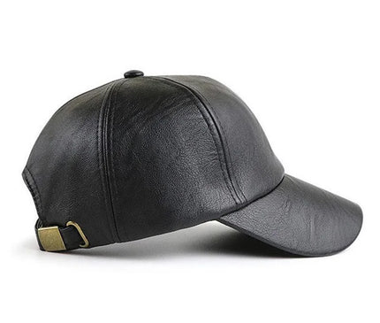 PU Leather Thicken Warm Vintage Baseball cap for Men Autumn Winter