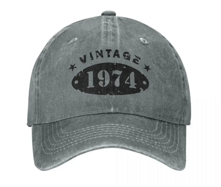 50 Years Old Retro 1974 People Baseball Caps Merchandise Classic Distressed Denim Washed 50th Birthday Gift Travel Hat