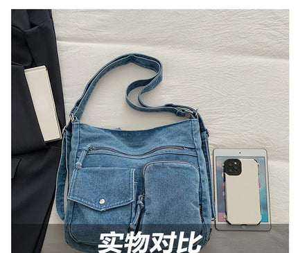 New Fashion Casual Women's Shoulder Bag High Quality Crossbody Bag Denim Fabric Tote Bag Large Capacity Women's Handbags