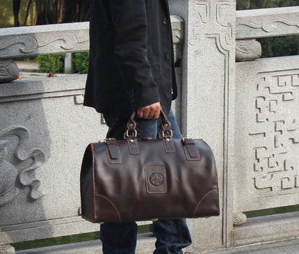 MUNUKI Vintage Crazy Horse Genuine Leather Travel bag  Large Luggage bag men Leather duffle bag Large Weekend Bag Tote Big