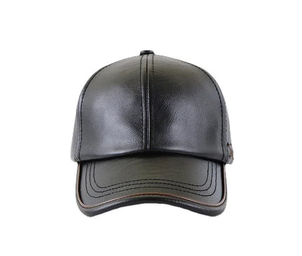 High Quality PU Leather Baseball Cap Men Autumn Winter Men's Hat for Middle Aged and Elderly People Father's Day Gift