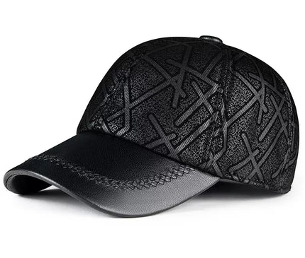 Suede Leather Cap For Men Winter Hat Male Cashmere Sheepskin Bound Korean Baseball Caps Casual Golf Running Printed Gorras