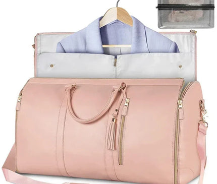 Vintage Leather Duffel Bag Travel Luggage Bag with Shoe Compartment Portable Duffle Bag Waterproof Travel Tote for Men/Women