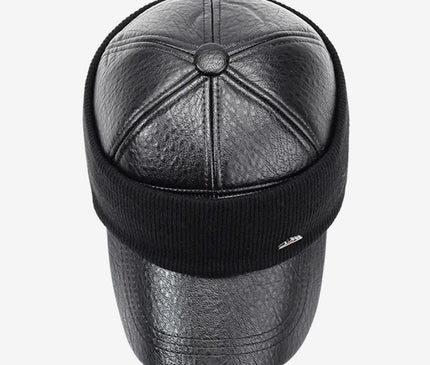Fashion PU Leather Baseball Cap For Winter Thick Warm Ear Protection Skiing Hat Dad Cap Gorras