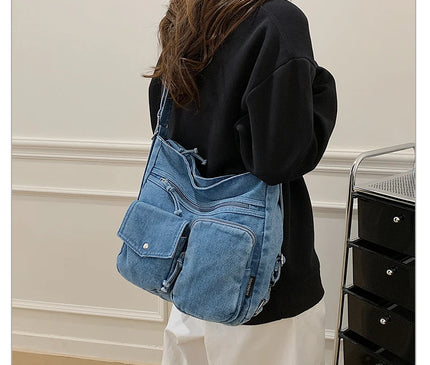 New Fashion Casual Women's Shoulder Bag High Quality Crossbody Bag Denim Fabric Tote Bag Large Capacity Women's Handbags