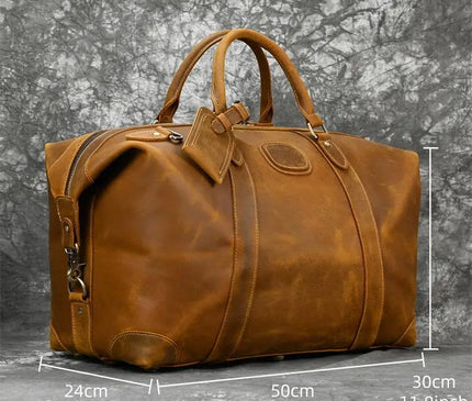 Business Travel Bag Handbag Genuine Leather Male Duffle Bags Airplane Extra Large Luggage Bag On Flights Custom Men Gift Bag