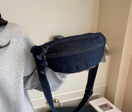 New Denim Shoulder Chest Bag for Women Sporty Casual Style Simple Fashionable Waist Bags Mobile Phone Crossbody Bag for Men