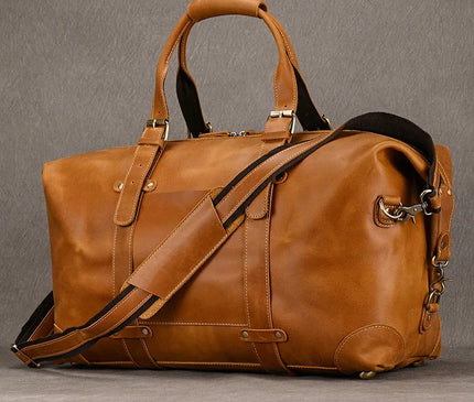 Business Travel Bag Handbag Genuine Leather Male Duffle Bags Airplane Extra Large Luggage Bag On Flights Custom Men Gift Bag