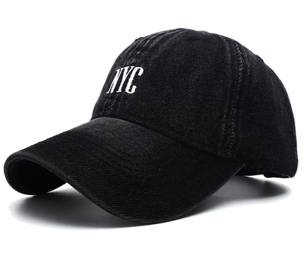 Unisex Vintage NYC Embroidery Washed Denim Baseball Cap Adjustable Snapback Hat Sun Protection Visor Hats for Men Women