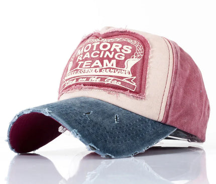 MOTOS Fashion Patchwork Color Washed Denim Baseball Cap Coated Snapback Hip Hop Hat for Outdoor Sun Protection
