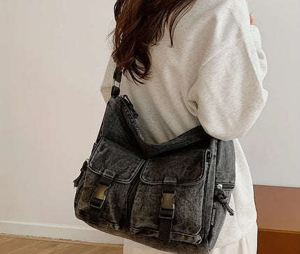 Denim Bag Women's New Trendy Fashion Class Commuting Bag Shoulder Bag Large Capacity Crossbody Bag
