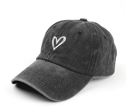 SpringSummerHat Denim Baseball Hat Female Embroidered Peach Heart Wash Casual Korean Version Thin Couple Soft Top Duck Hat Male