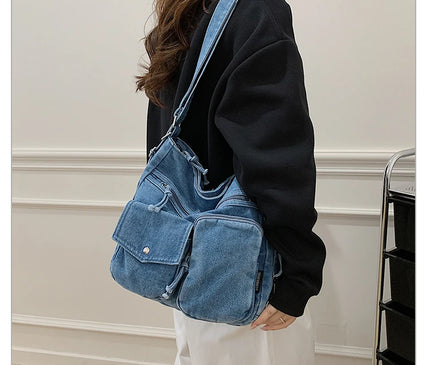 New Fashion Casual Women's Shoulder Bag High Quality Crossbody Bag Denim Fabric Tote Bag Large Capacity Women's Handbags