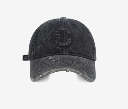Heavy Industry Washed Denim Baseball Cap Ripped Design C Letter Cap for Men And Women High-Quality Korean Style Trendy Brand