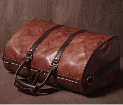 GURO High Quality Genuine Leather Travel Bag Men's Weekend Gym Handbag Luxury Cowhide Luggage Bag Vintage Shoulder Crossbody Bag