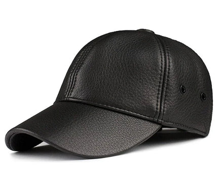 Men's Genuine Leather Baseball Hat Male Winter Real Sheepskin Casual Wear Baseball Caps Plate Baseball Cap Adjustable