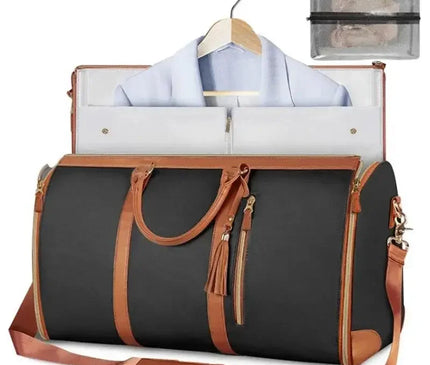 Vintage Leather Duffel Bag Travel Luggage Bag with Shoe Compartment Portable Duffle Bag Waterproof Travel Tote for Men/Women