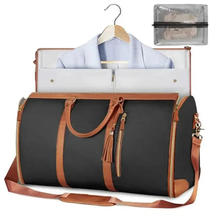 Vintage Leather Duffel Bag Travel Luggage Bag with Shoe Compartment Portable Duffle Bag Waterproof Travel Tote for Men/Women