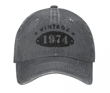 50 Years Old Retro 1974 People Baseball Caps Merchandise Classic Distressed Denim Washed 50th Birthday Gift Travel Hat