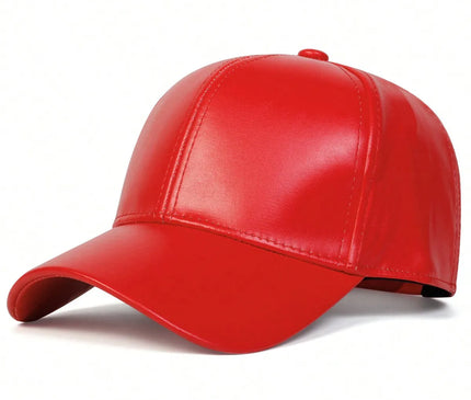 PU leather baseball cap, spring and autumn styles, men's and women's sun shading duckbill cap, solid color, simple daily leisure