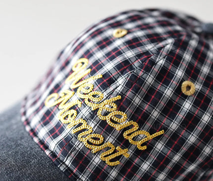 Color Matching Plaid Letter Embroidery Denim Brim Baseball Cap Men Women Same Style Niche Personality Casual Baseball Cap