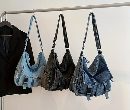 Denim Bag Women's New Trendy Fashion Class Commuting Bag Shoulder Bag Large Capacity Crossbody Bag