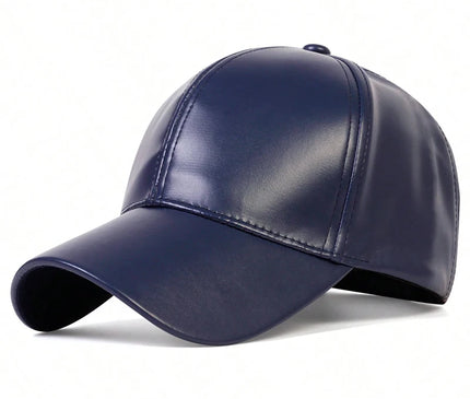 Fashion Men PU Solid Leather Baseball Cap Autumn Winter warm leather Cap Hip Hop Snapback Hat Outdoor Sports Casual Caps Dad Hat