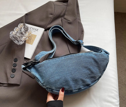 New Denim Shoulder Chest Bag for Women Sporty Casual Style Simple Fashionable Waist Bags Mobile Phone Crossbody Bag for Men