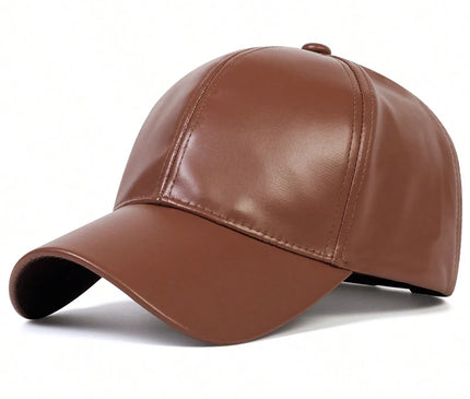 Fashion Men PU Solid Leather Baseball Cap Autumn Winter warm leather Cap Hip Hop Snapback Hat Outdoor Sports Casual Caps Dad Hat