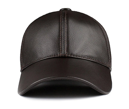 Men's Genuine Leather Baseball Hat Male Winter Real Sheepskin Casual Wear Baseball Caps Plate Baseball Cap Adjustable