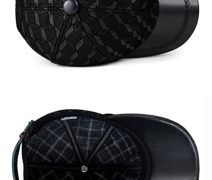 Suede Leather Cap For Men Winter Hat Male Cashmere Sheepskin Bound Korean Baseball Caps Casual Golf Running Printed Gorras