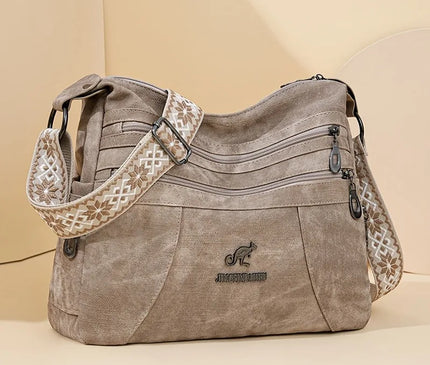 Fashion Denim Fabric Women's Crossbody Bags, Multi-layer Large Capacity Shoulder Bag, Suitable for Commuting Occasions