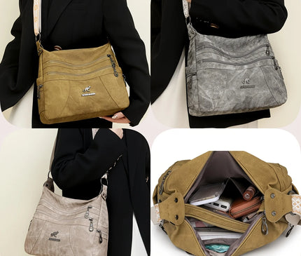 Fashion Denim Fabric Women's Crossbody Bags, Multi-layer Large Capacity Shoulder Bag, Suitable for Commuting Occasions