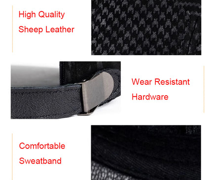 2024 Men Genuine Leather Baseball Caps Adjustable Cowhide Men Youth Duck Tongue Dad Hats 55-60cm Geometric printing