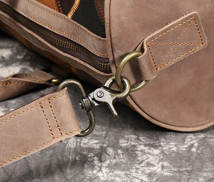 Vintage New Men's Genuine Leather Quilted Top-Layer Cowhide Handbag Travel Bag Shoulder Crossbody Business Luggage Bag