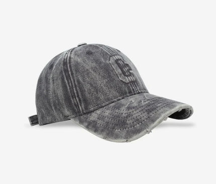 Heavy Industry Washed Denim Baseball Cap Ripped Design C Letter Cap for Men And Women High-Quality Korean Style Trendy Brand