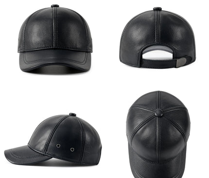 FEINION Men's Adjustable Baseball Cap Winter Driving Hunting Fishing Hat Genuine Leather Ivy Fashion Beret Flat Cap.