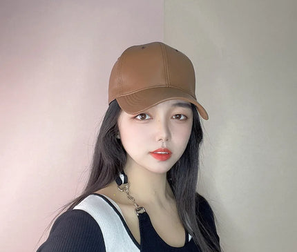 PU baseball cap Washed Plain Baseball Cap Retro Adjustable Dad Hats Gift for Men/Women